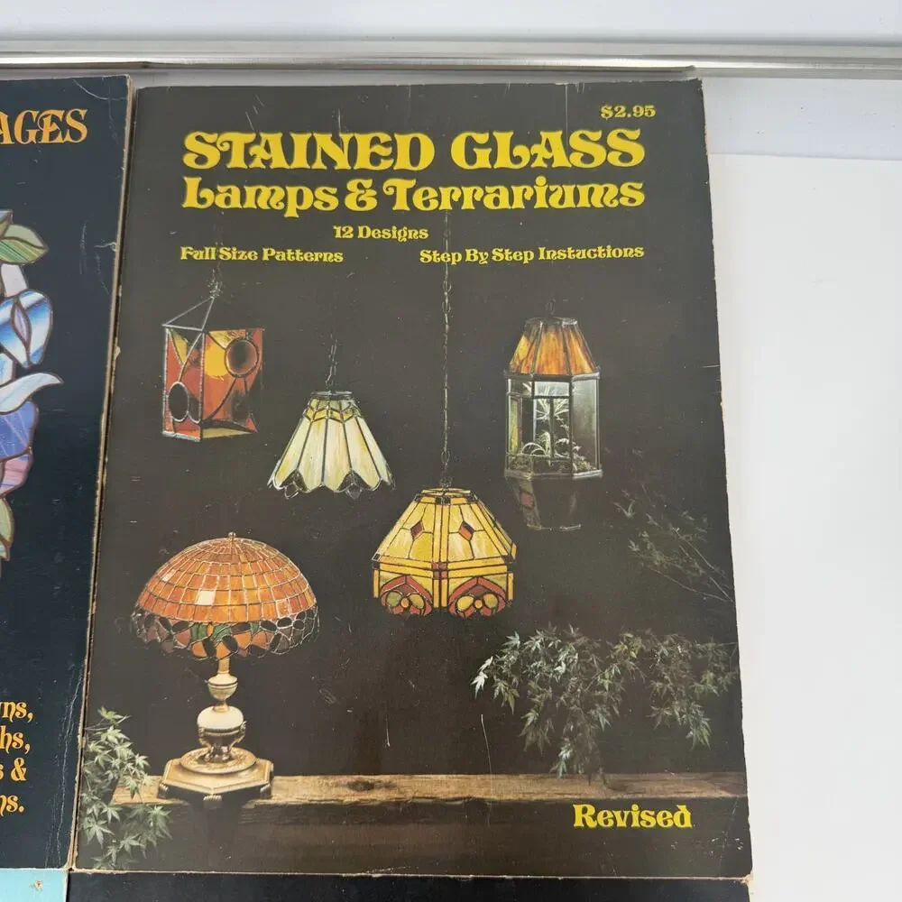 Lot 4 Stained Glass Lamps Terrariums Nature Luciano Miller Vtg Paperback Books